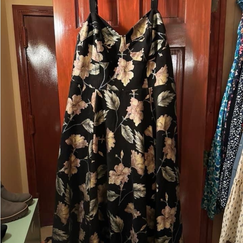 Anthropologie X Eva Franco Nadia Metallic Foil Midi Dress Size 22W